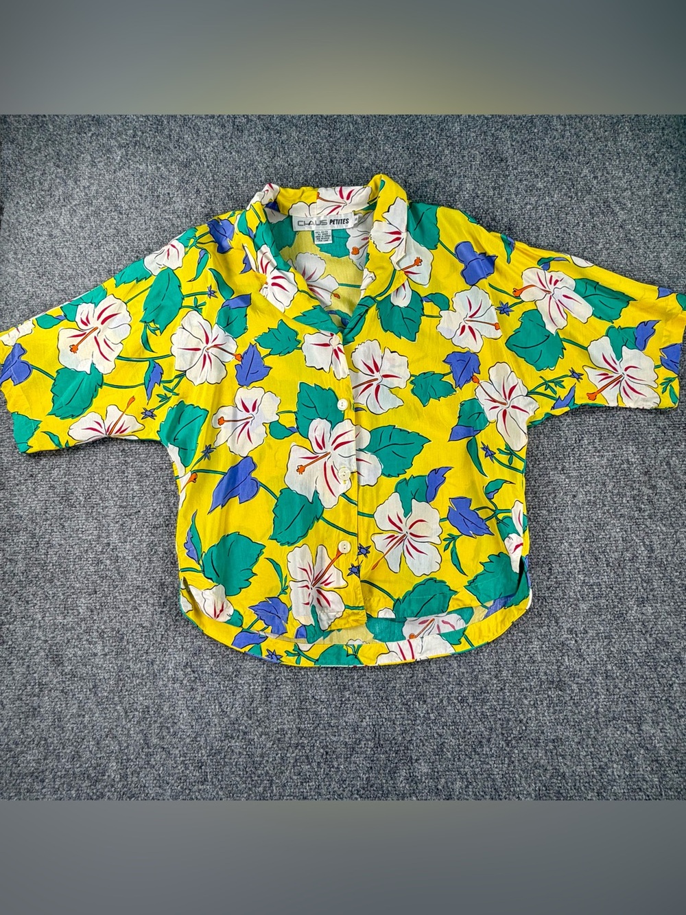 Vintage Chaus Petites Yellow Floral Button-Down Shirt